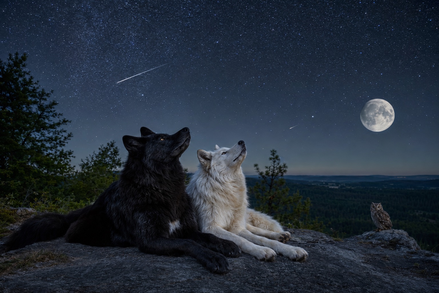 Notte di stelle silenti sopra la valle